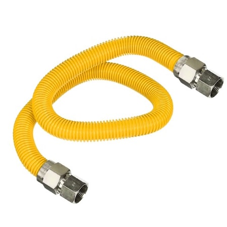 Gas Line Hose 5/8'' O.D.x36'' Len 1/2x3/4 FIP Fittings Yellow Coated Stainless Steel Flexible
